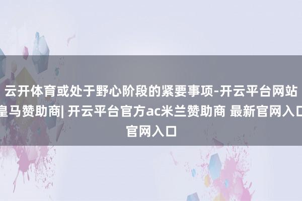 云开体育或处于野心阶段的紧要事项-开云平台网站皇马赞助商| 开云平台官方ac米兰赞助商 最新官网入口