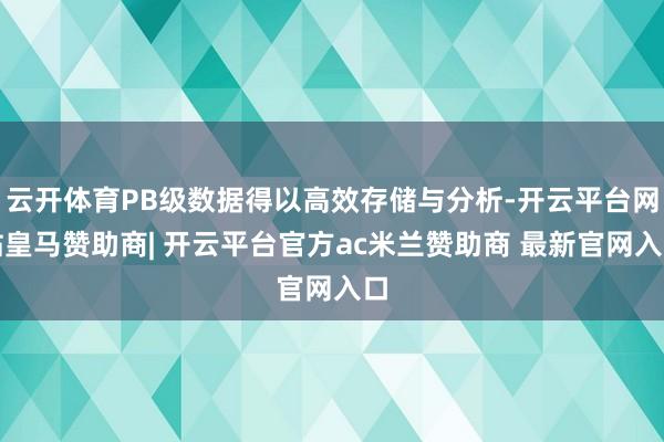 云开体育PB级数据得以高效存储与分析-开云平台网站皇马赞助商| 开云平台官方ac米兰赞助商 最新官网入口