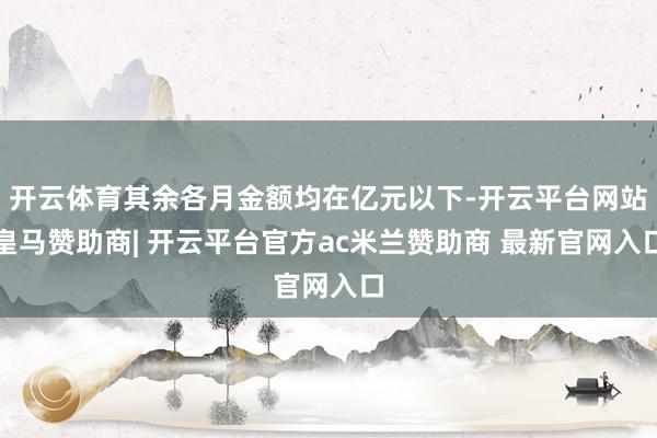 开云体育其余各月金额均在亿元以下-开云平台网站皇马赞助商| 开云平台官方ac米兰赞助商 最新官网入口