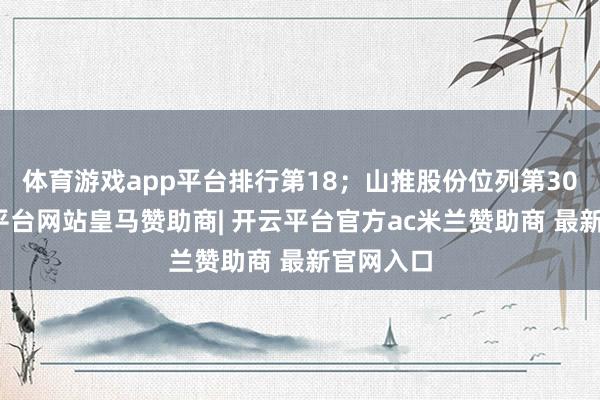 体育游戏app平台排行第18；山推股份位列第30位-开云平台网站皇马赞助商| 开云平台官方ac米兰赞助商 最新官网入口