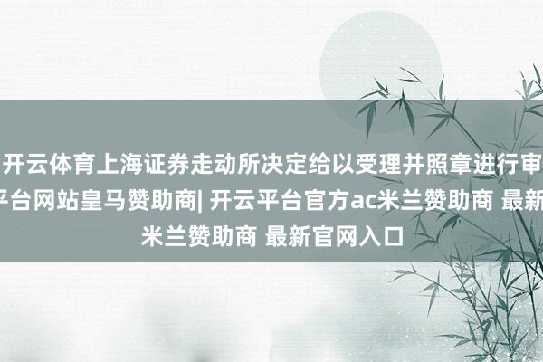 开云体育上海证券走动所决定给以受理并照章进行审核-开云平台网站皇马赞助商| 开云平台官方ac米兰赞助商 最新官网入口