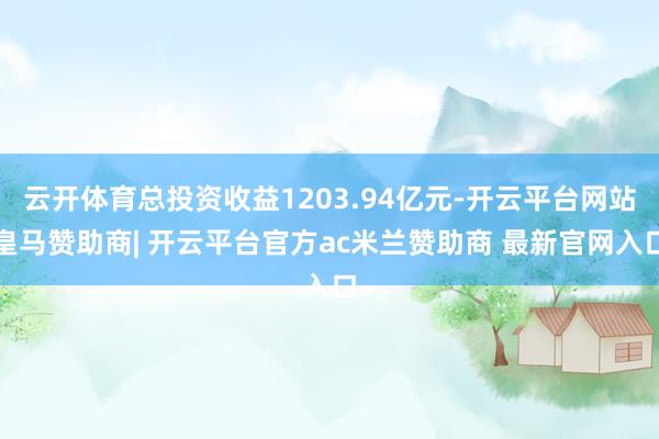 云开体育总投资收益1203.94亿元-开云平台网站皇马赞助商| 开云平台官方ac米兰赞助商 最新官网入口